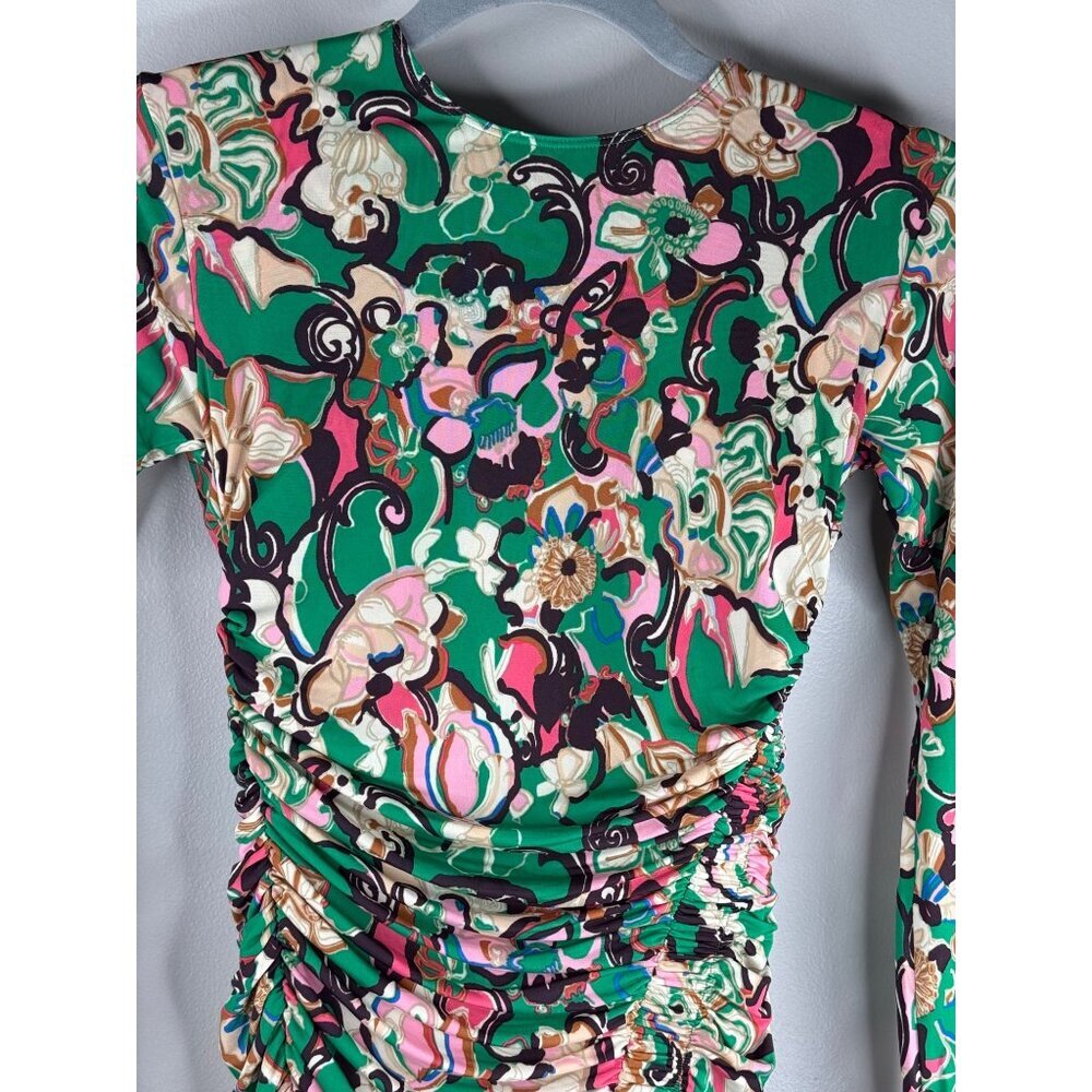 NWT A.L.C. Kiki Floral Ruched Mini Dress Size XS Stretch Bodycon - Picture 5 of 7